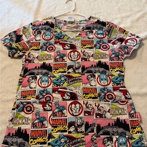 Marvel Comics Graphic Scrub Top